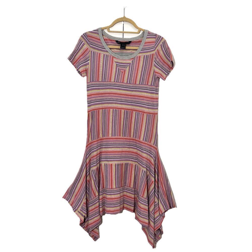 Marc Jacobs T Shirt‎ Dress Womens XS Rainbow Multicolor Hanky Handkerchief Hem